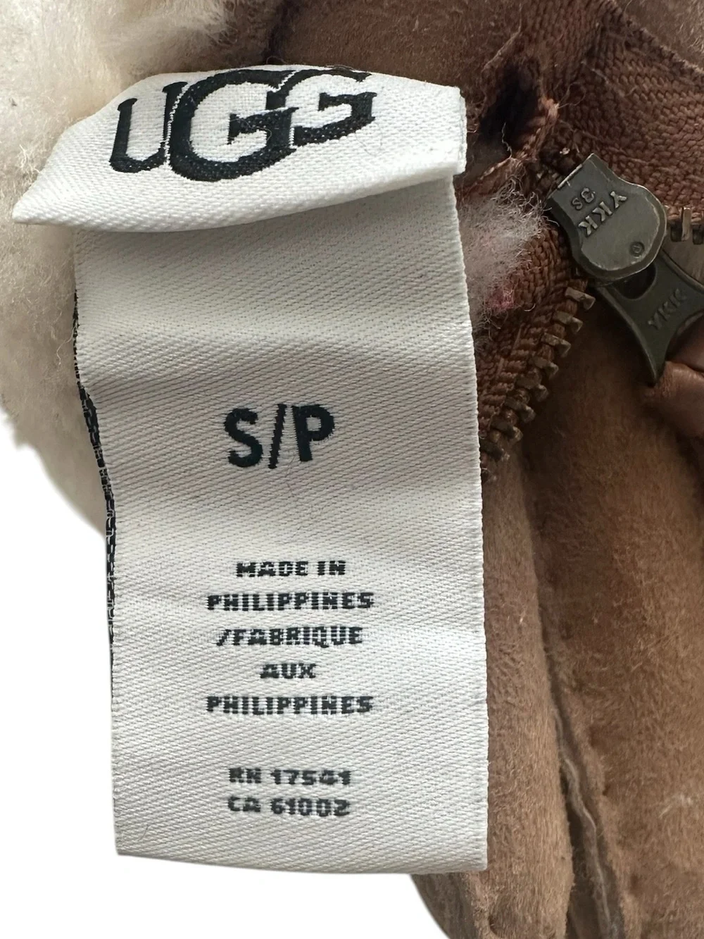 UGG Shearling Fur Cuff Tech Touch Zip Gloves Chestnut Cream Small NWT